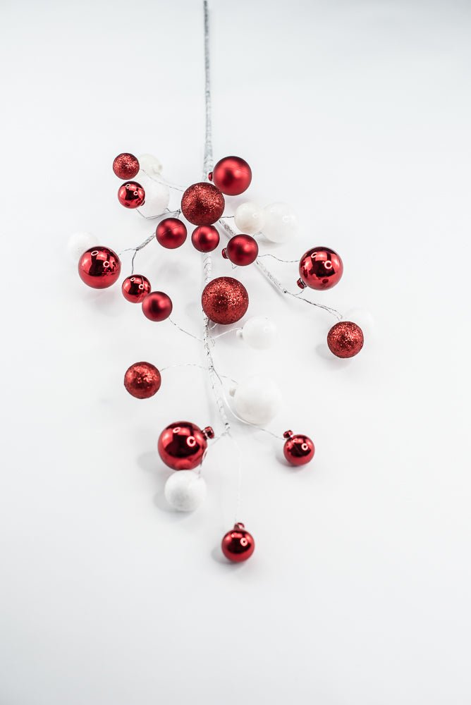 White and Red Glitter Mixed Ball - Greenery Market40339 - WTRD
