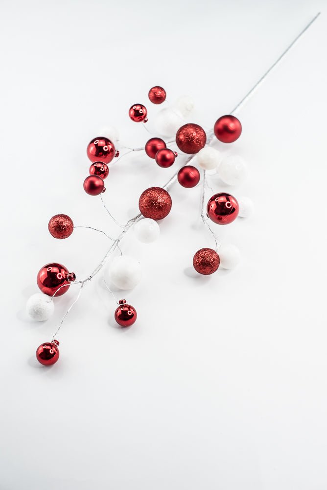 White and Red Glitter Mixed Ball - Greenery Market40339 - WTRD