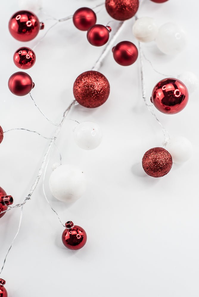 White and Red Glitter Mixed Ball - Greenery Market40339 - WTRD