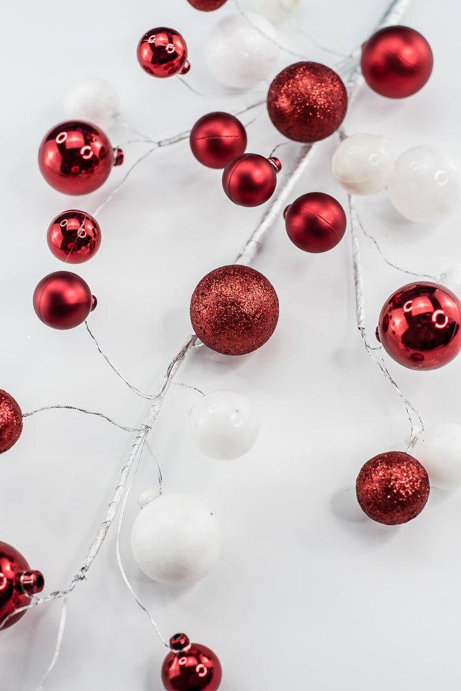 White and Red Glitter Mixed Ball - Greenery Market40339 - WTRD