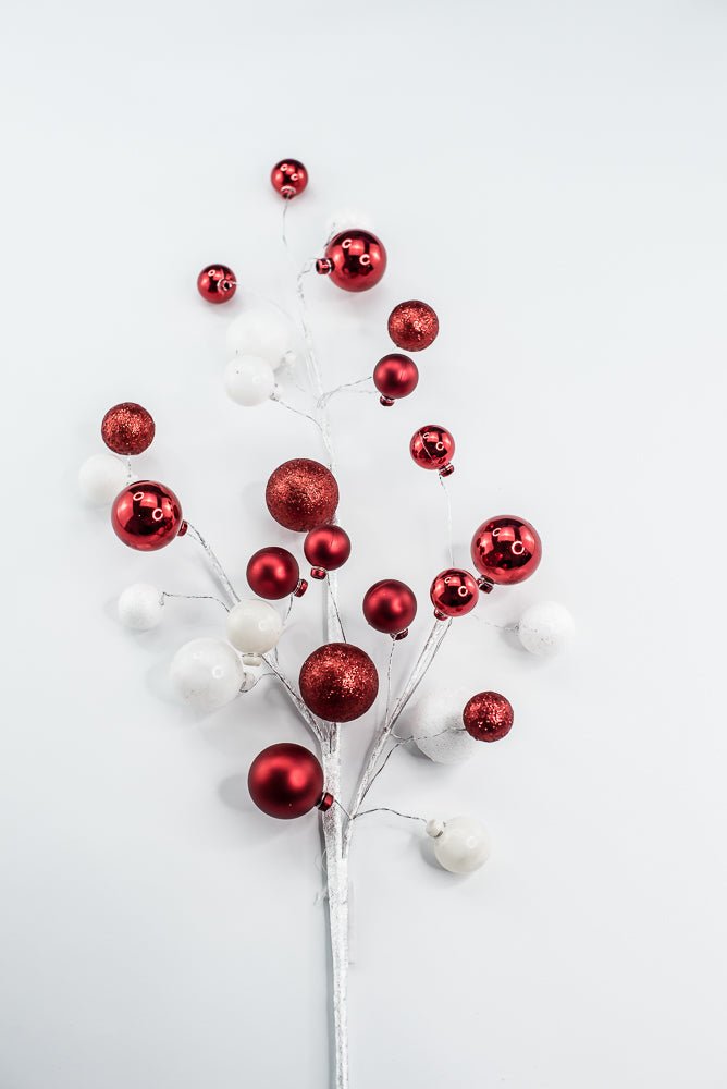 White and Red Glitter Mixed Ball - Greenery Market40339 - WTRD