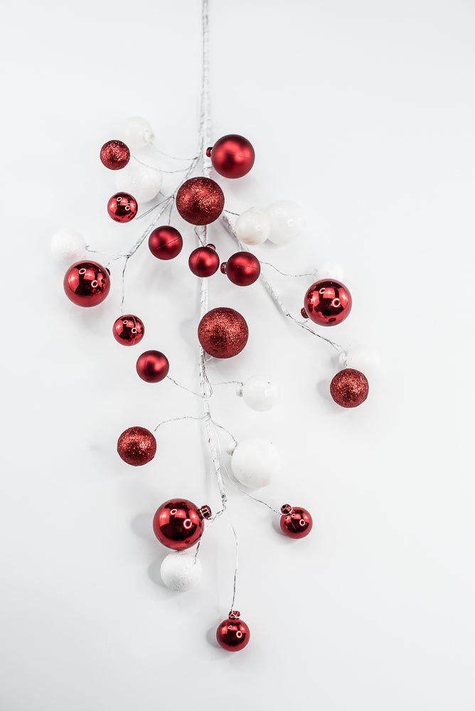 White and Red Glitter Mixed Ball - Greenery Market40339 - WTRD