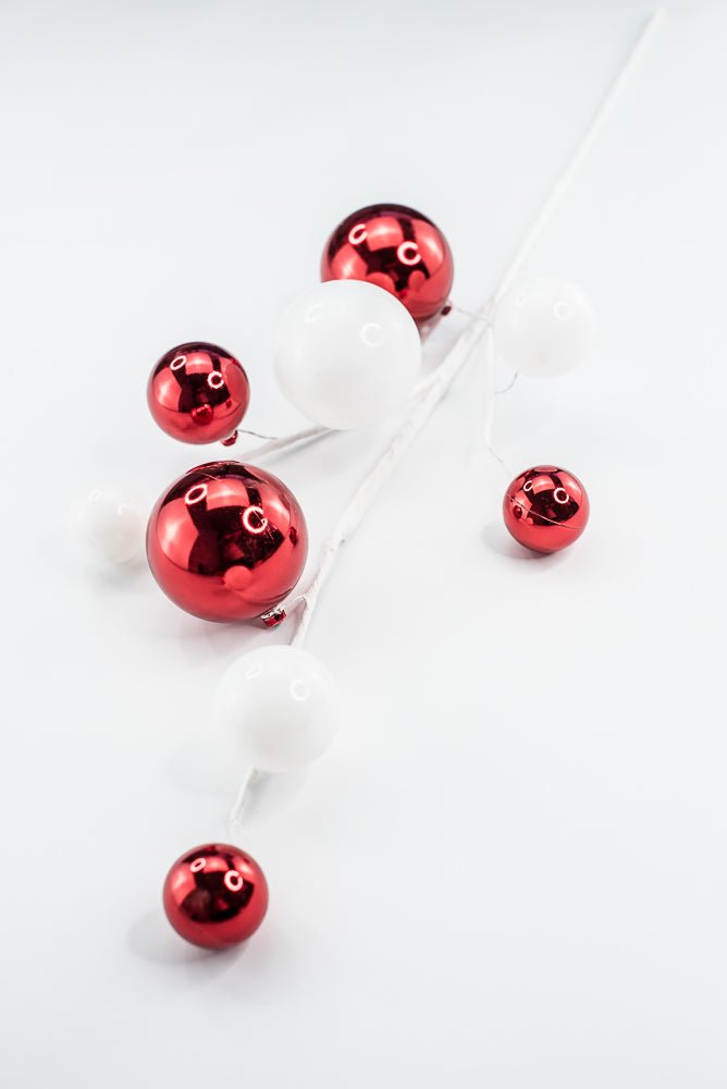 White And Red Mercury Ball Spray - Greenery Market40340 - WTRD