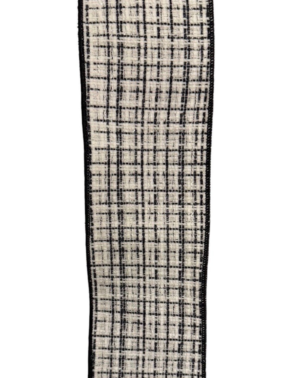 White & Black Wired Tweed Ribbon - 4" - Greenery MarketWired Ribbon215277