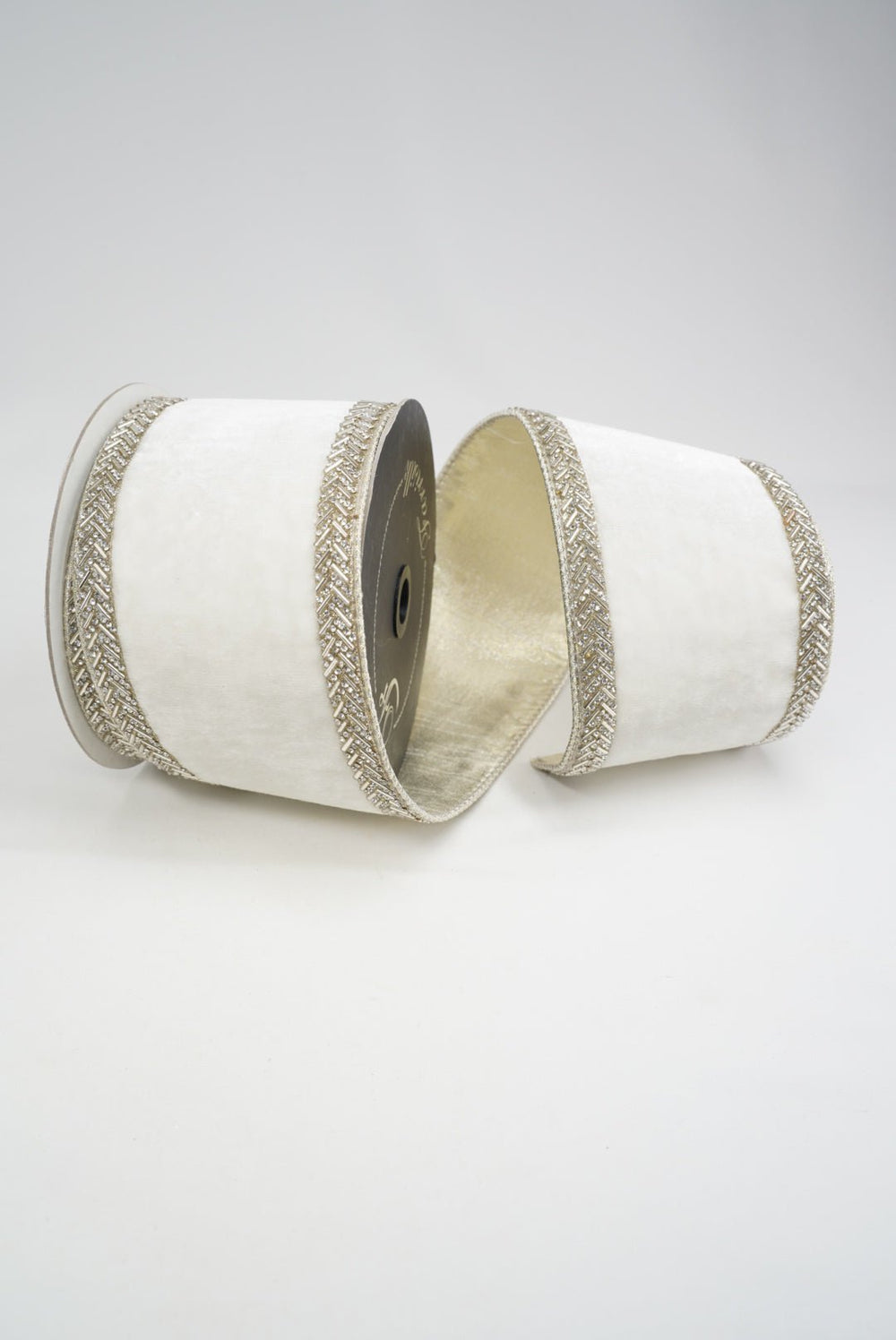 White Chevron Crystals Farrisilk Wired Ribbon - 4" - Greenery MarketRK813-43
