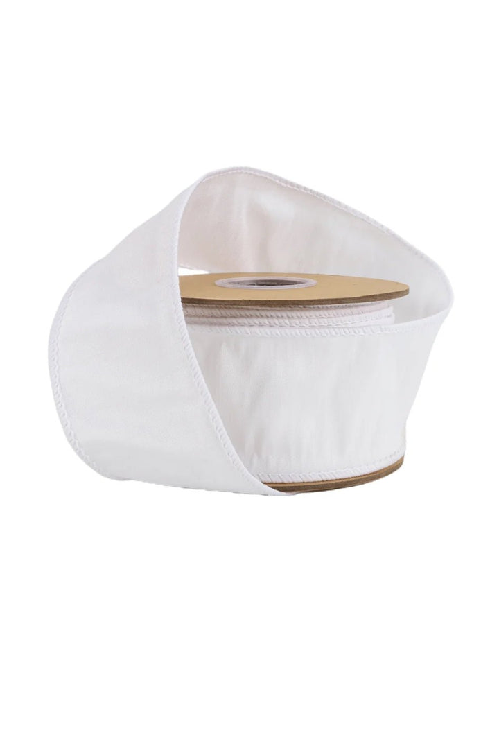 White Dupioni Wired Ribbon 2.5" - Greenery MarketWired ribbon9100W - 029 - 63E