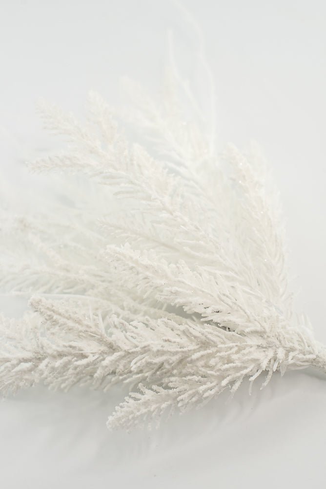 White Flocked Cedar Pick - 20" - Greenery MarketX2035W