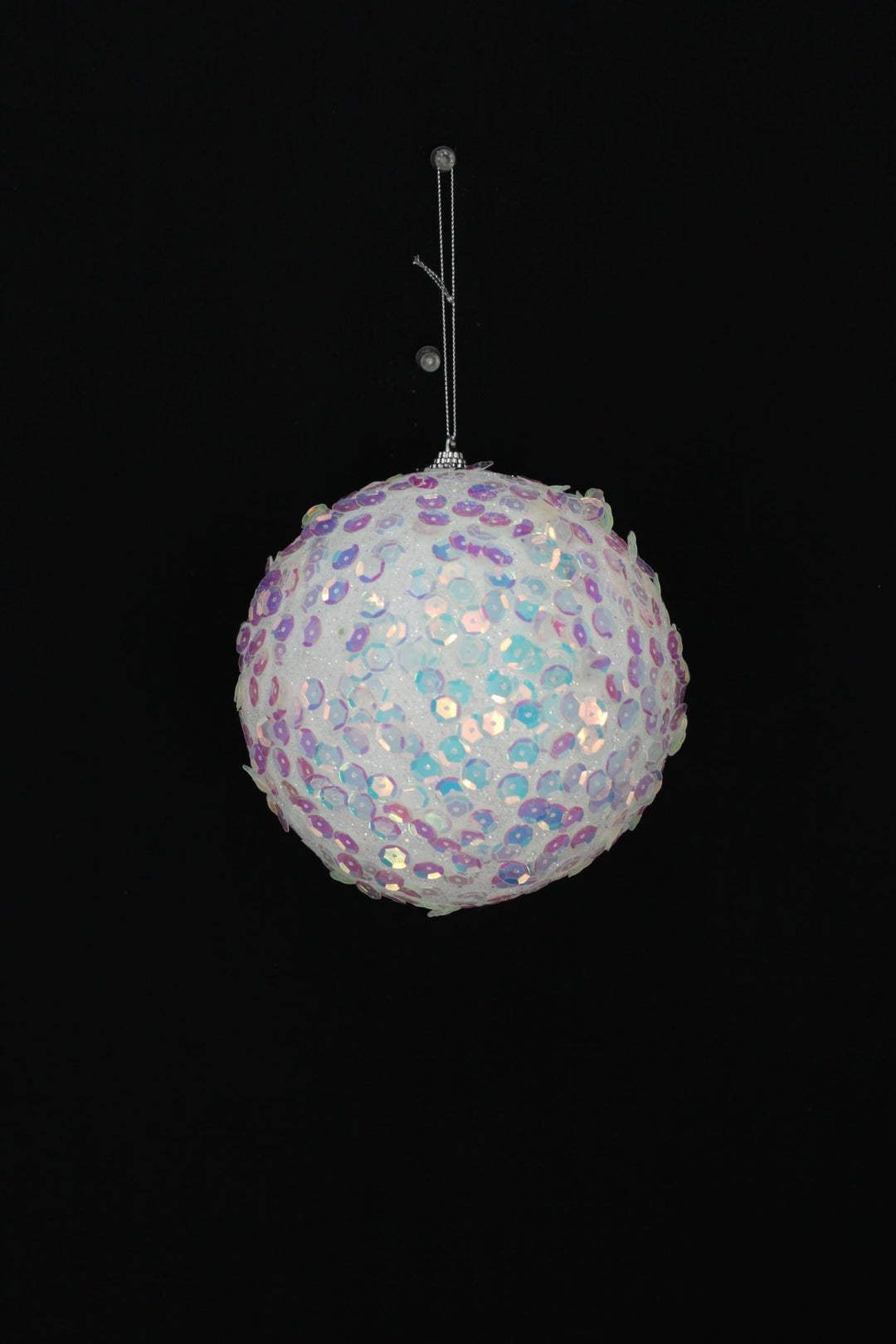 White Glitter Sequin Ball Ornament - 6" - Greenery MarketArtificial Flora40483-WT