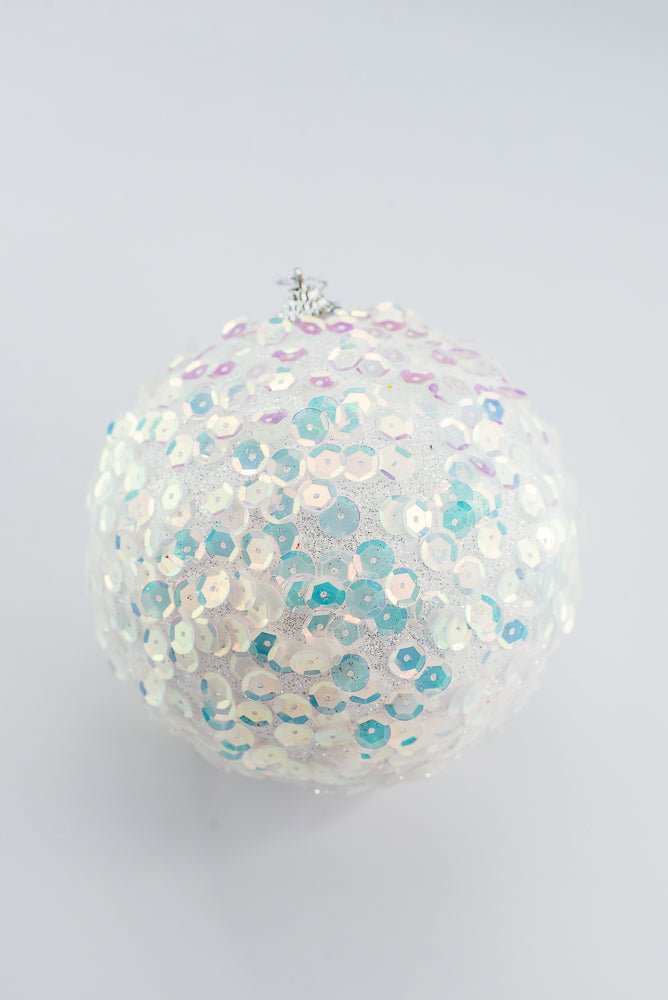 White Glitter Sequin Ball Ornament - 6" - Greenery MarketArtificial Flora40483-WT