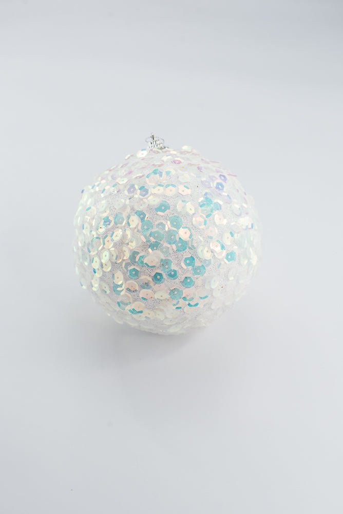 White Glitter Sequin Ball Ornament - 6" - Greenery MarketArtificial Flora40483-WT