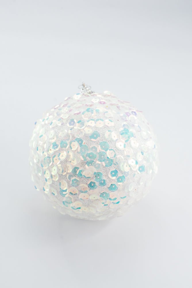 White Glitter Sequin Ball Ornament - 6" - Greenery MarketArtificial Flora40483-WT