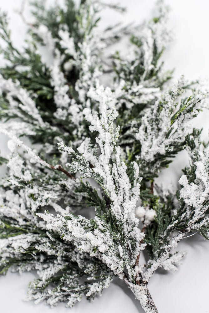 White & Green Snowy Pine Spray - 28" - Greenery MarketX2016WG