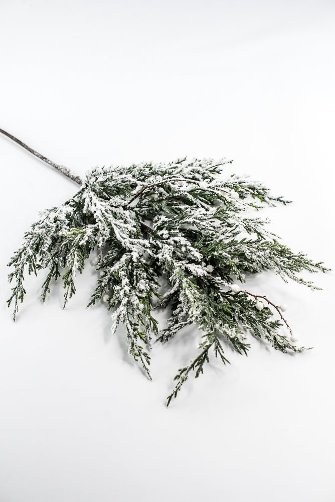 White & Green Snowy Pine Spray - 28" - Greenery MarketX2016WG