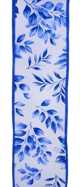 White & Multi Blue Greenery Ribbon - 2.5" - Greenery MarketWired RibbonRGH116403