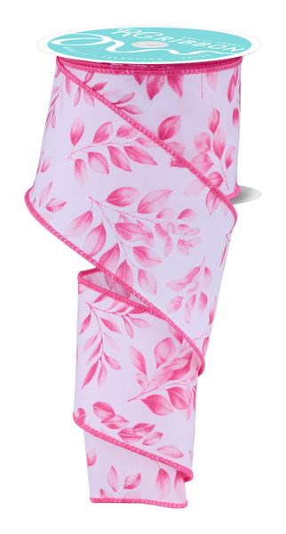 White & Multi Pink Greenery Ribbon - 2.5" - Greenery MarketWired RibbonRGH116422