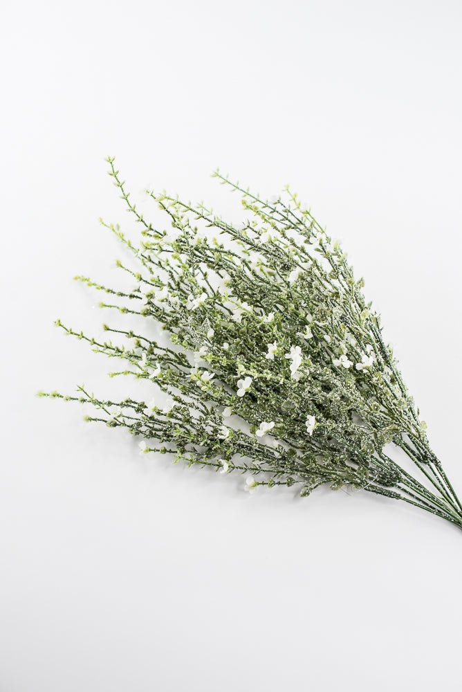 White Plastic Flower Iced - Greenery Market85263-WT