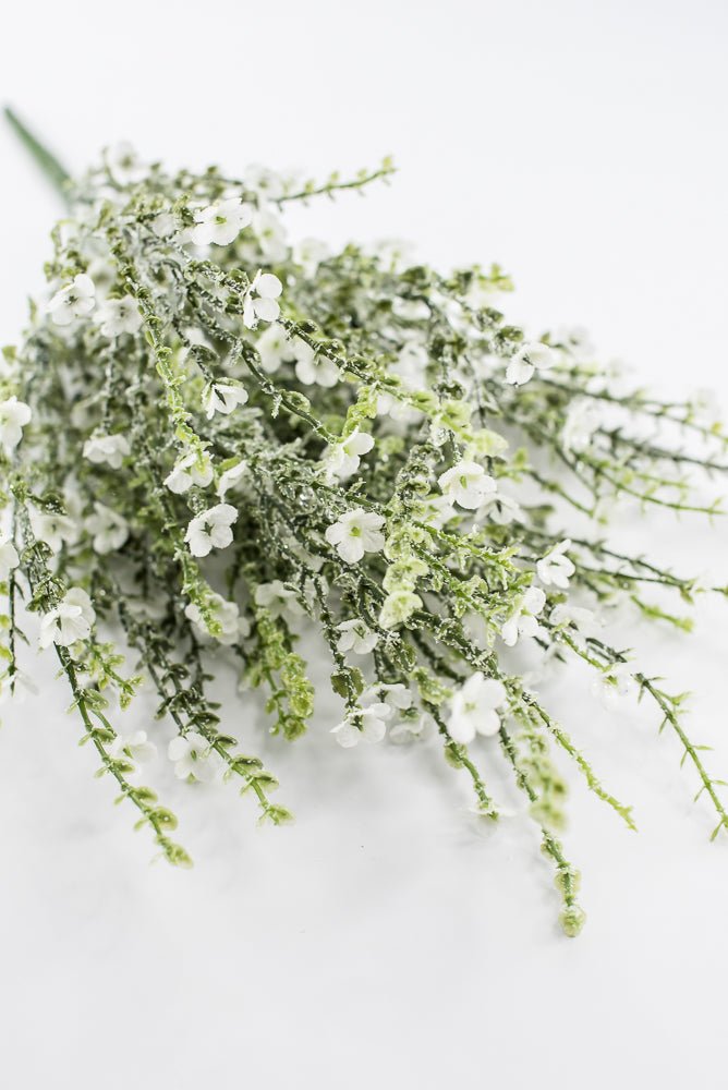 White Plastic Flower Iced - Greenery Market85263-WT