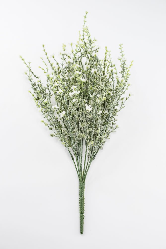 White Plastic Flower Iced - Greenery Market85263-WT