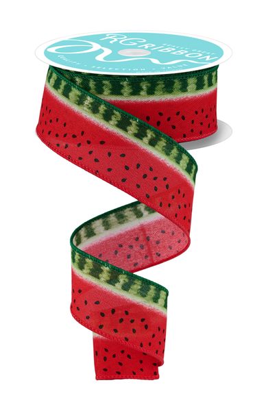 White, Red, & Green Watermelon Stripes Ribbon - 1.5" - Greenery MarketWired RibbonRGH136927
