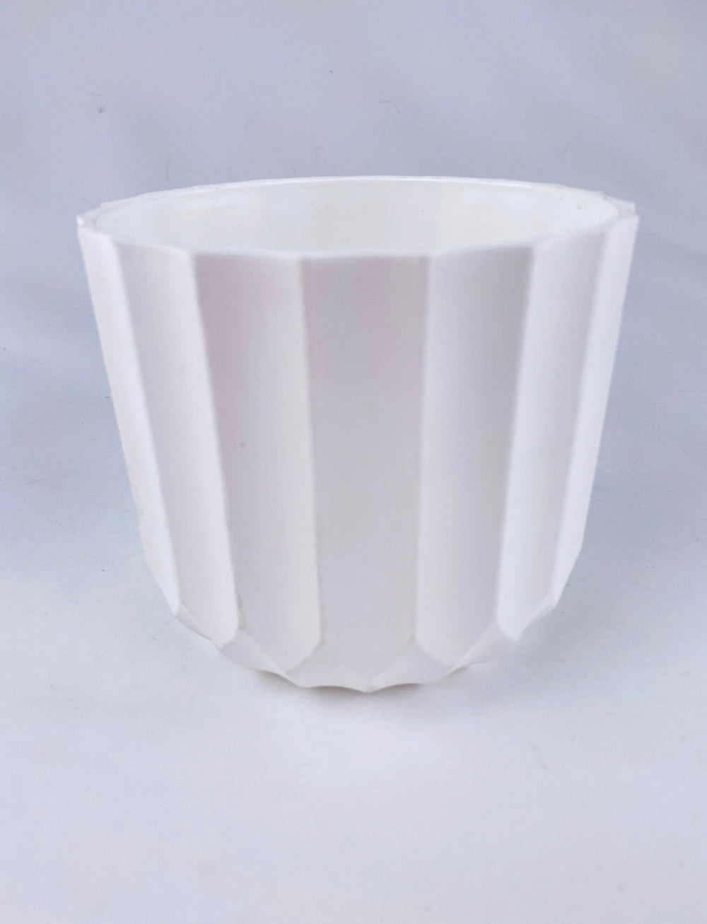 White Round Carved Planter Container - Greenery MarketP9233W