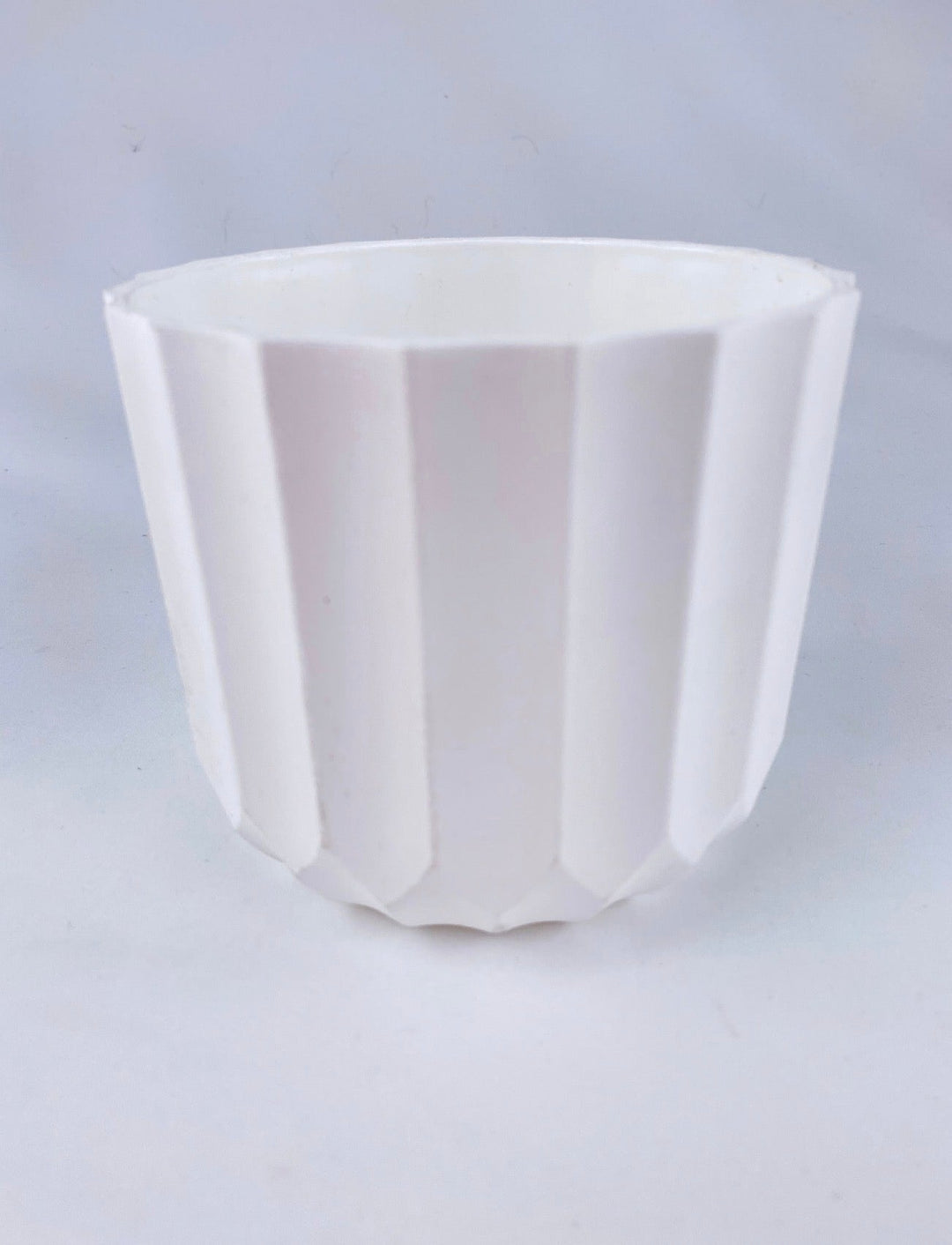White Round Carved Planter Container - Greenery MarketP9233W
