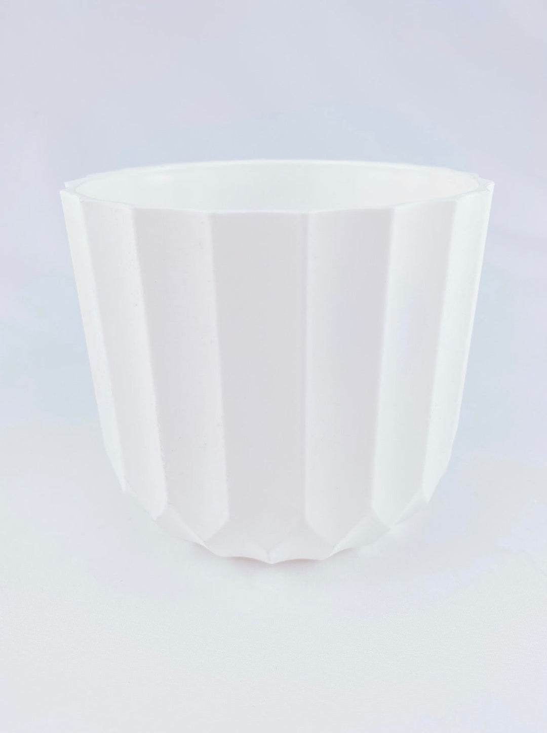 White Round Carved Planter Container - Greenery MarketP9233W