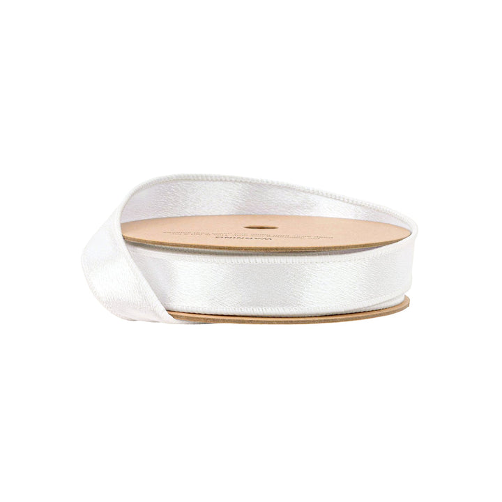 White Shimmer Satin Wired Ribbon - 1" - Greenery Market2300W - 029 - 25E