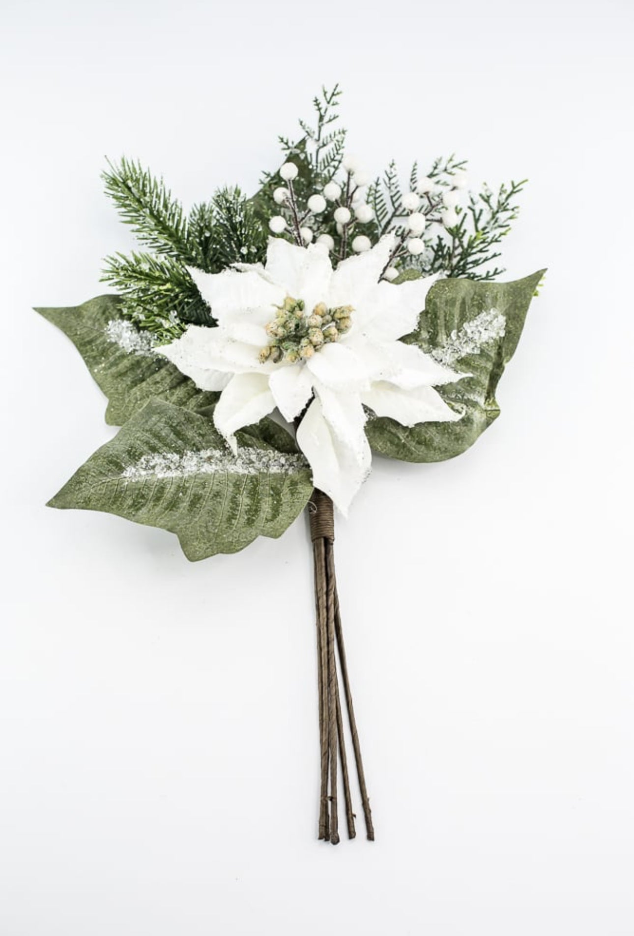 White velvet iced poinsettia bundle - Greenery Market
