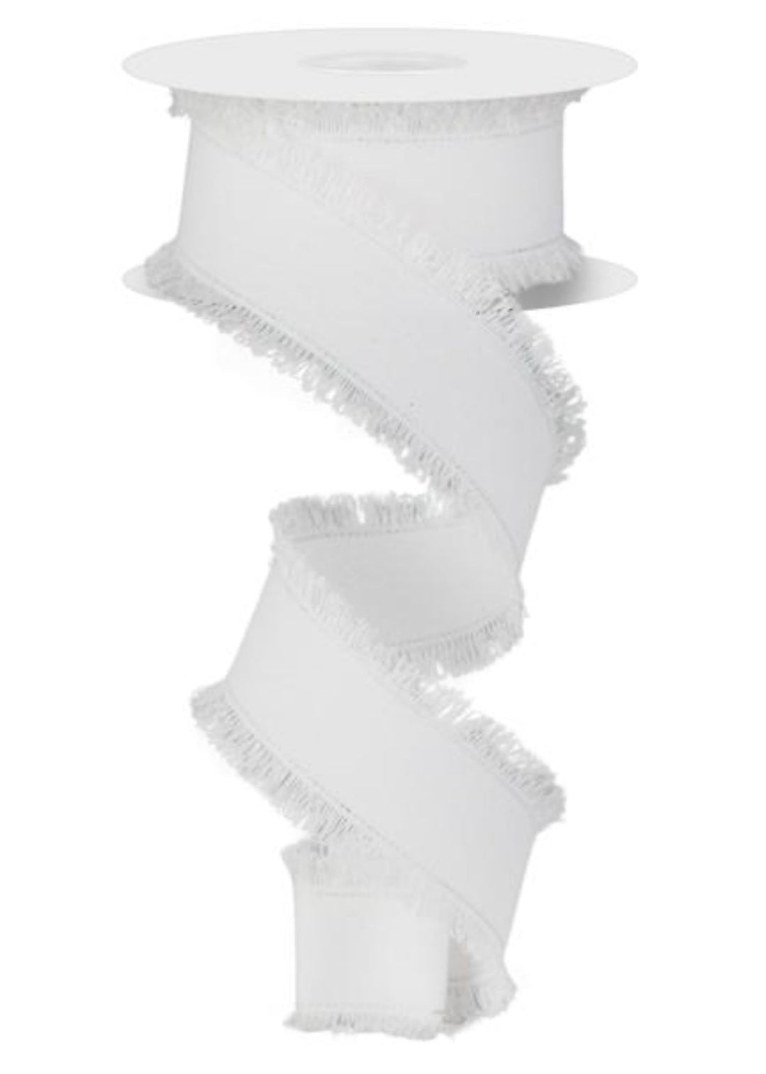 White with fuzzy edge wired ribbon, 1.5" - Greenery MarketWired ribbonRN588127