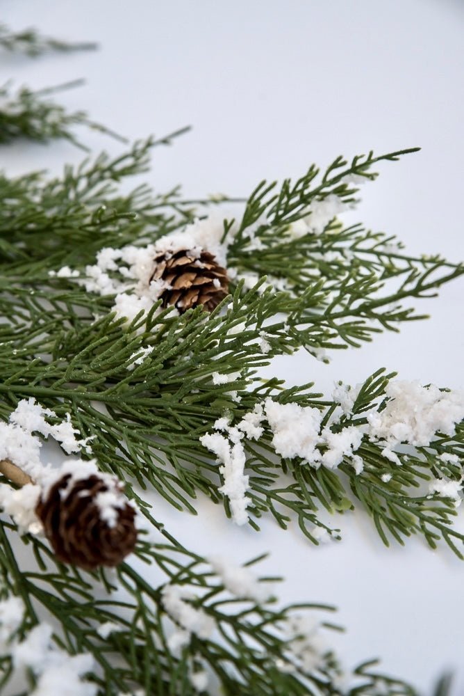 Winter cedar spray with snow - Greenery MarketXS595