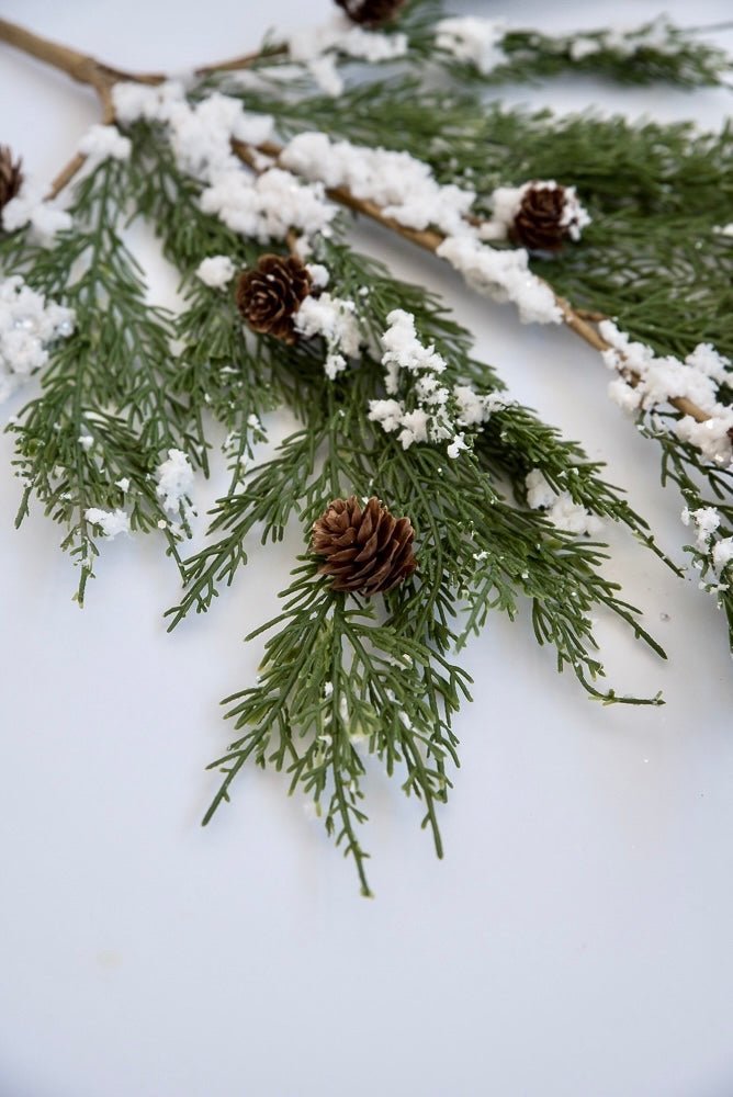 Winter cedar spray with snow - Greenery MarketXS595