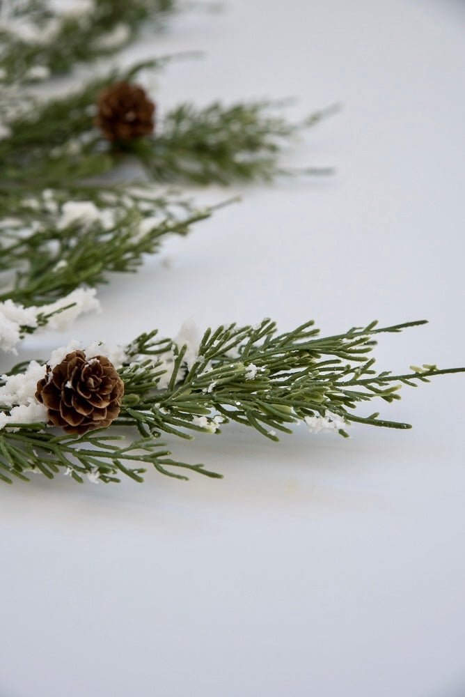 Winter cedar spray with snow - Greenery MarketXS595