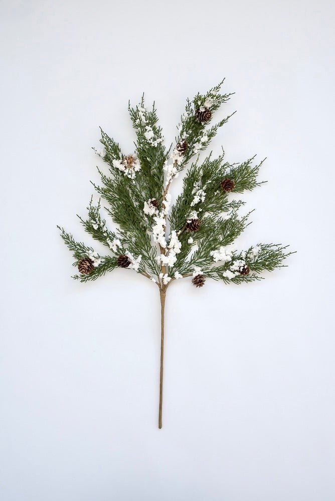 Winter cedar spray with snow - Greenery MarketXS595