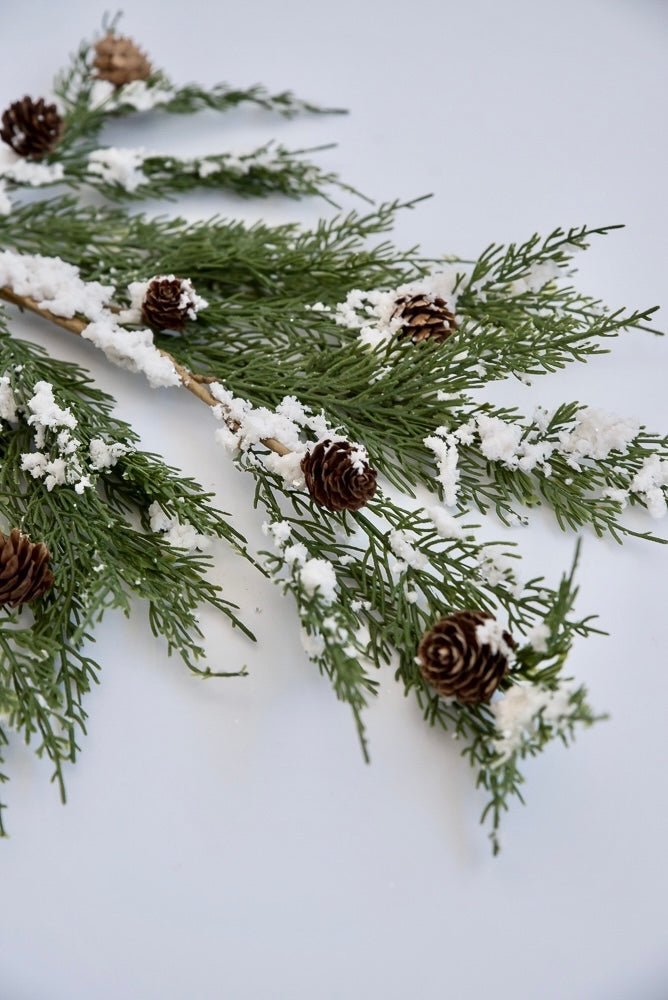 Winter cedar spray with snow - Greenery MarketXS595