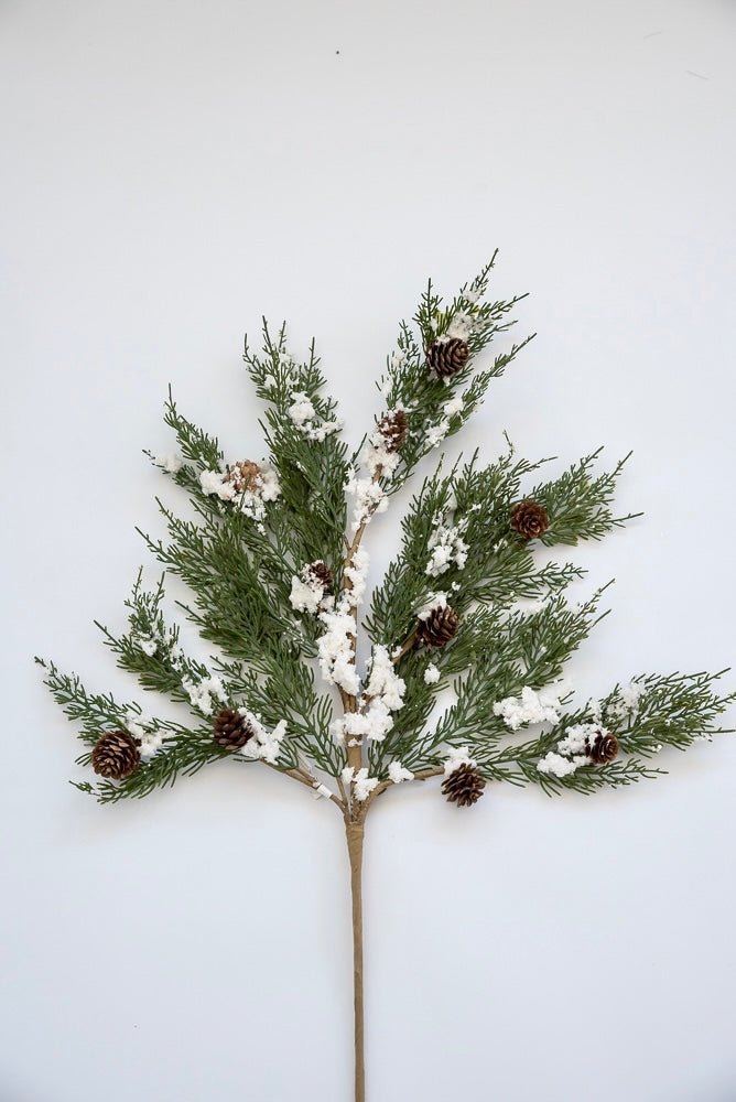 Winter cedar spray with snow - Greenery MarketXS595