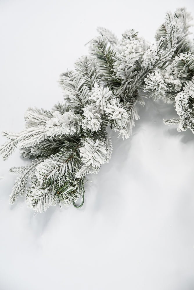 Winter flocked mixed pine garland 6’ - Greenery Market85228