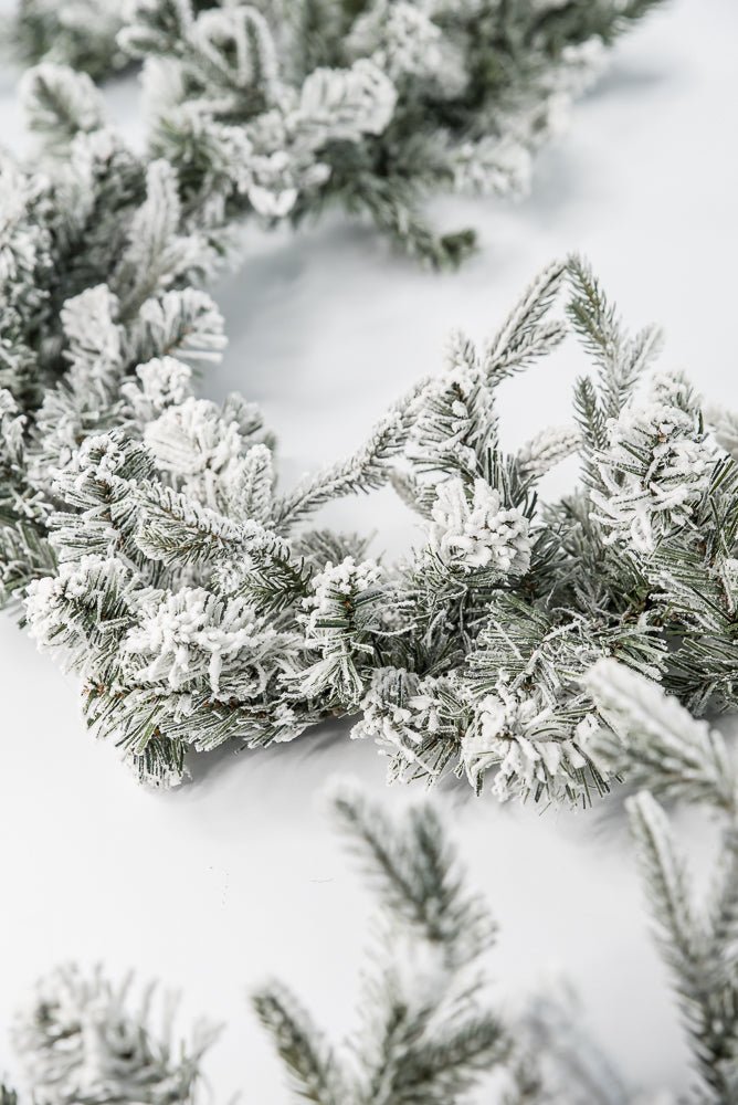 Winter flocked mixed pine garland 6’ - Greenery Market85228