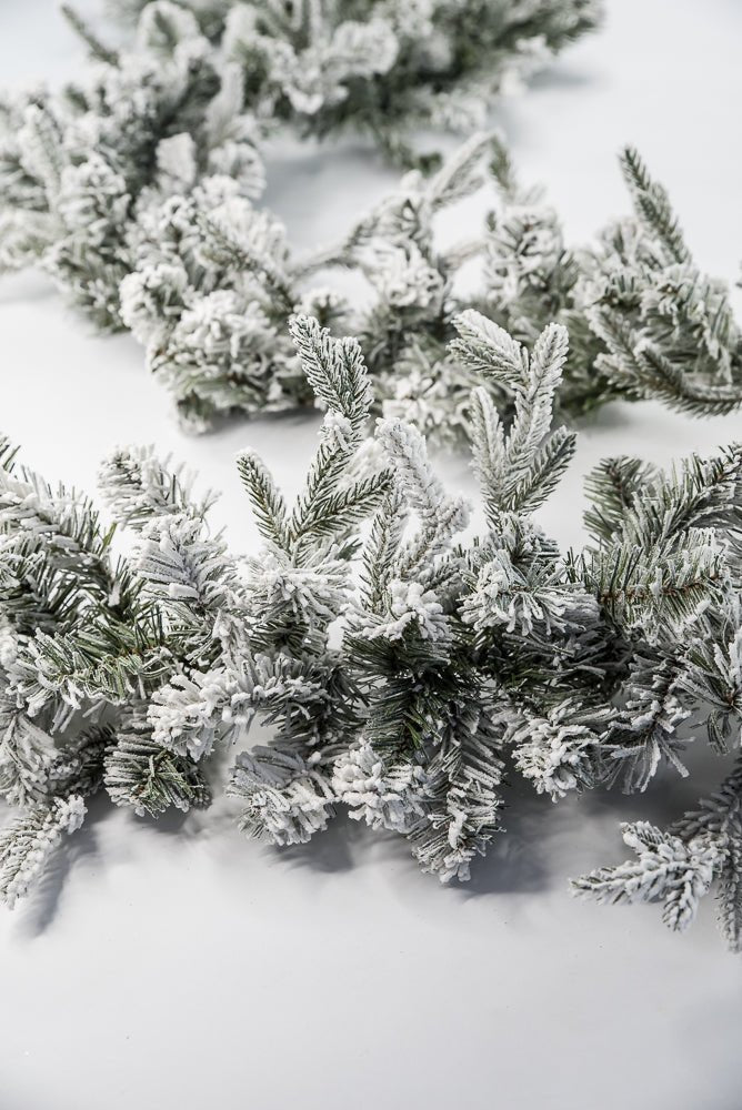 Winter flocked mixed pine garland 6’ - Greenery Market85228