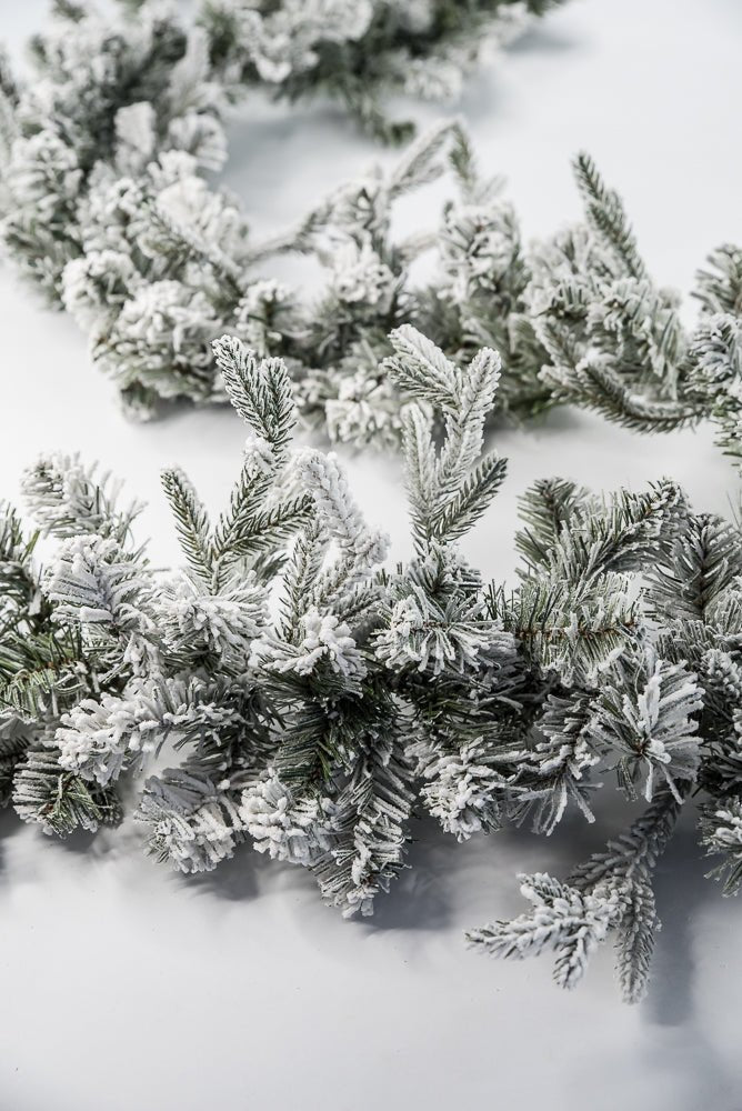 Winter flocked mixed pine garland 6’ - Greenery Market85228