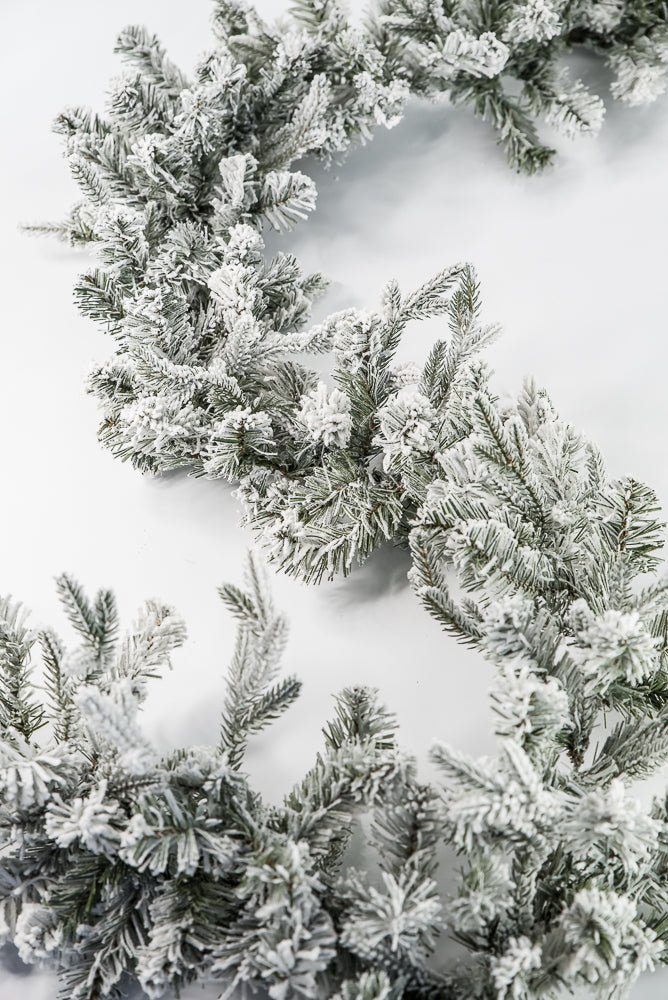 Winter flocked mixed pine garland 6’ - Greenery Market85228