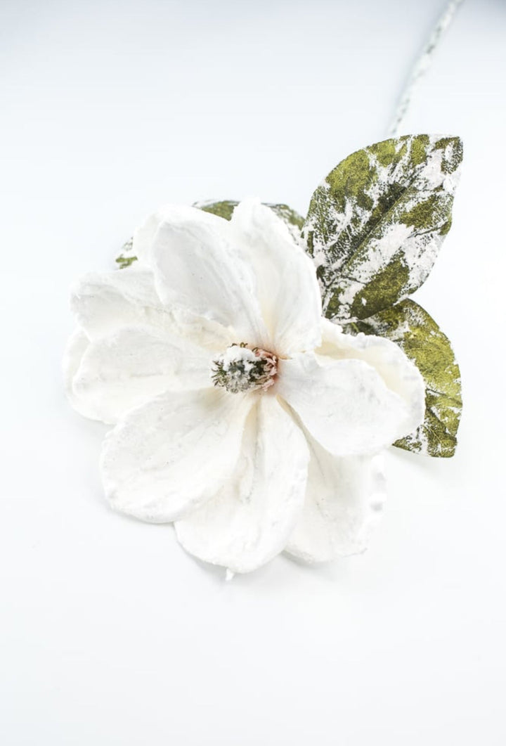 Winter, snowy magnolia stem - Greenery MarketArtificial Flora6133 - W