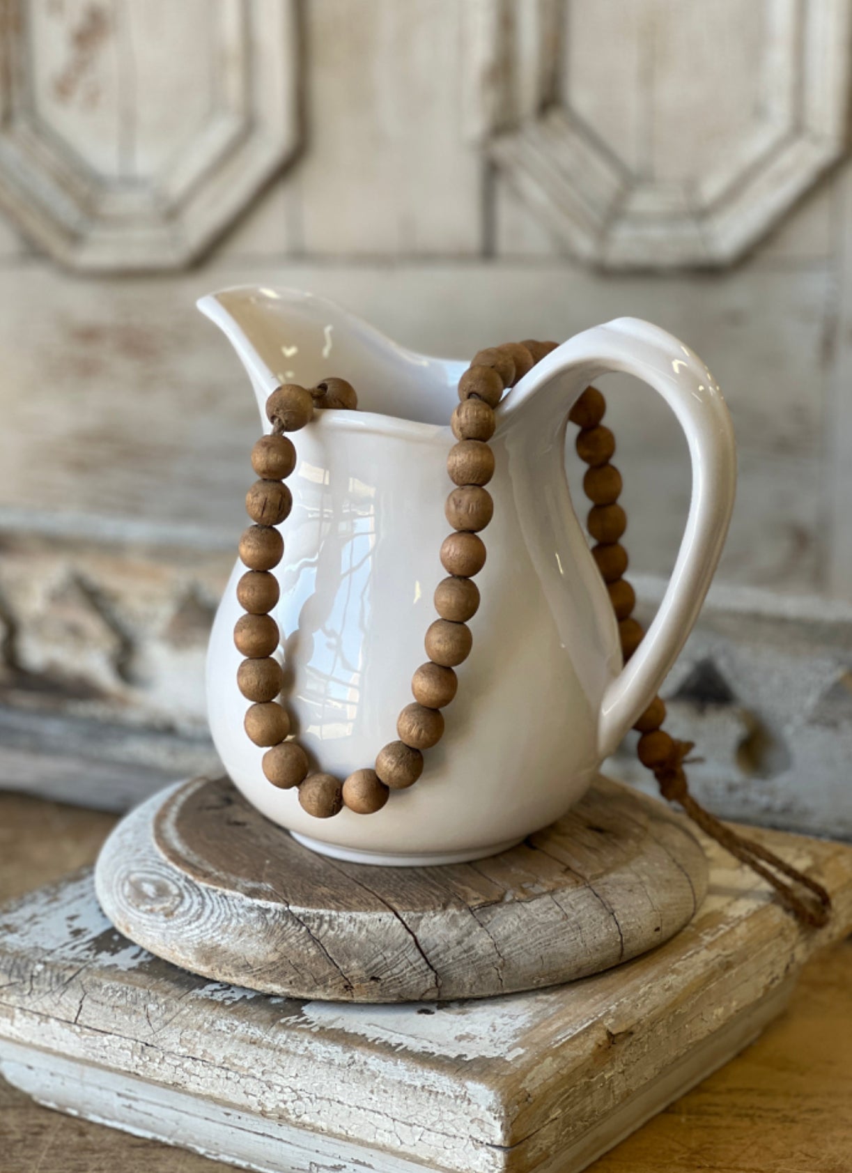 Wooden bead garland - natural - Greenery Market