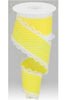 Yellow and white Swiss dot with lace edge 2.5” - Greenery MarketWired ribbonRG0887029