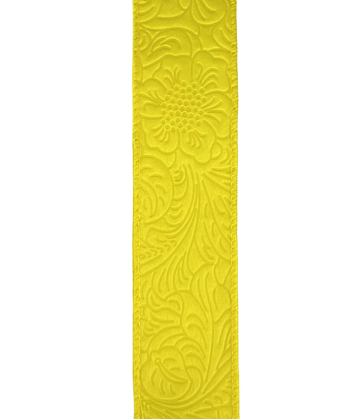 Yellow embossed 1.5” wired ribbon - Greenery MarketWired ribbon42466-09-22