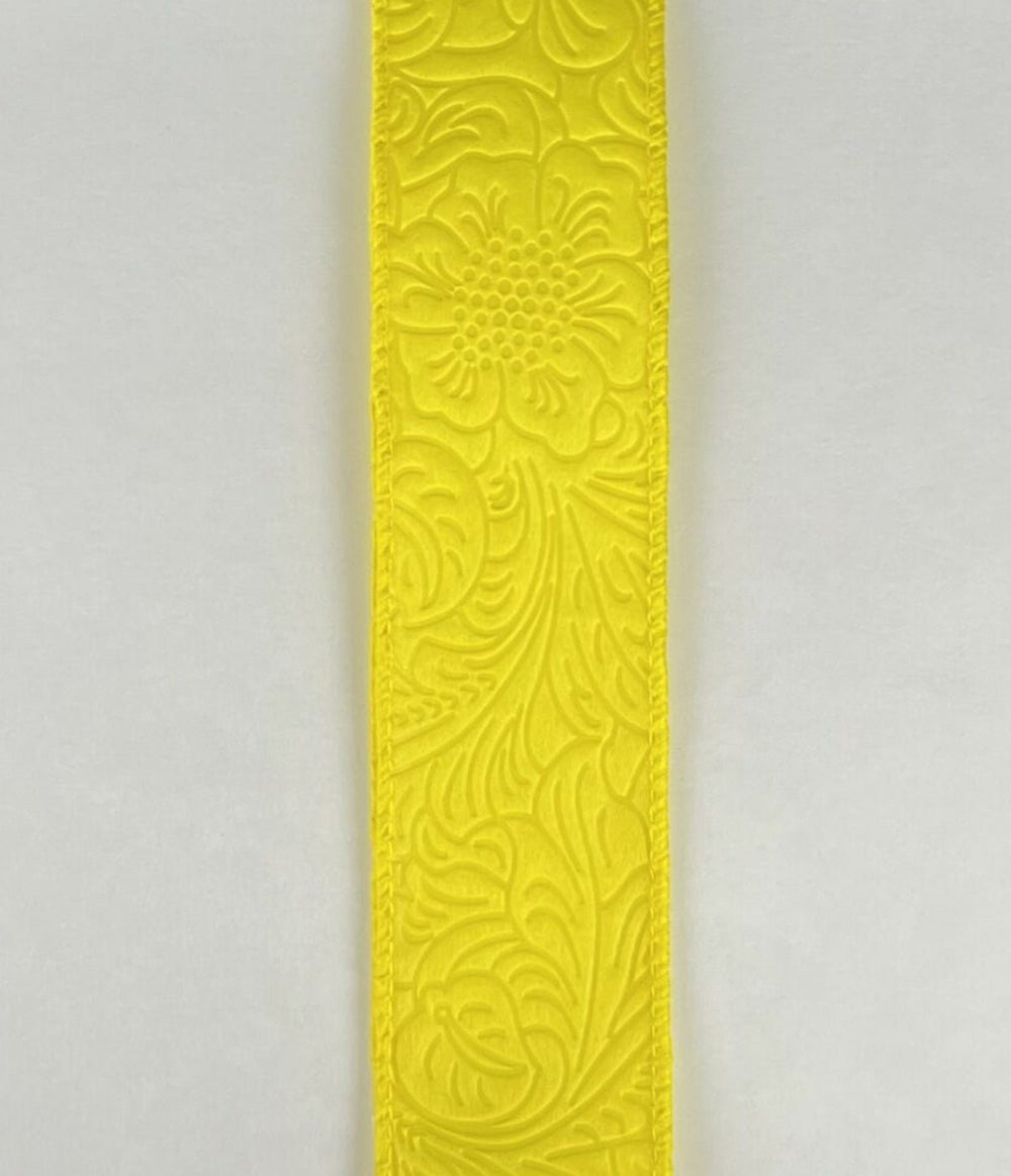 Yellow embossed 1.5” wired ribbon - Greenery MarketWired ribbon42466-09-22