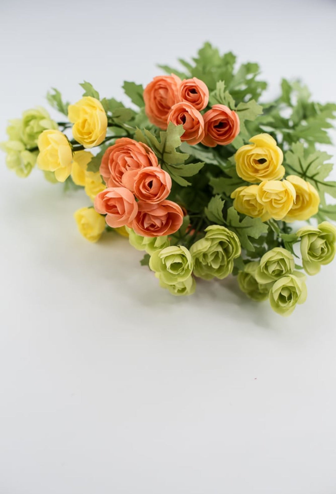 Yellow, green, and orange mini ranunculus bush 16” - Greenery Market84055-GNYELCOR