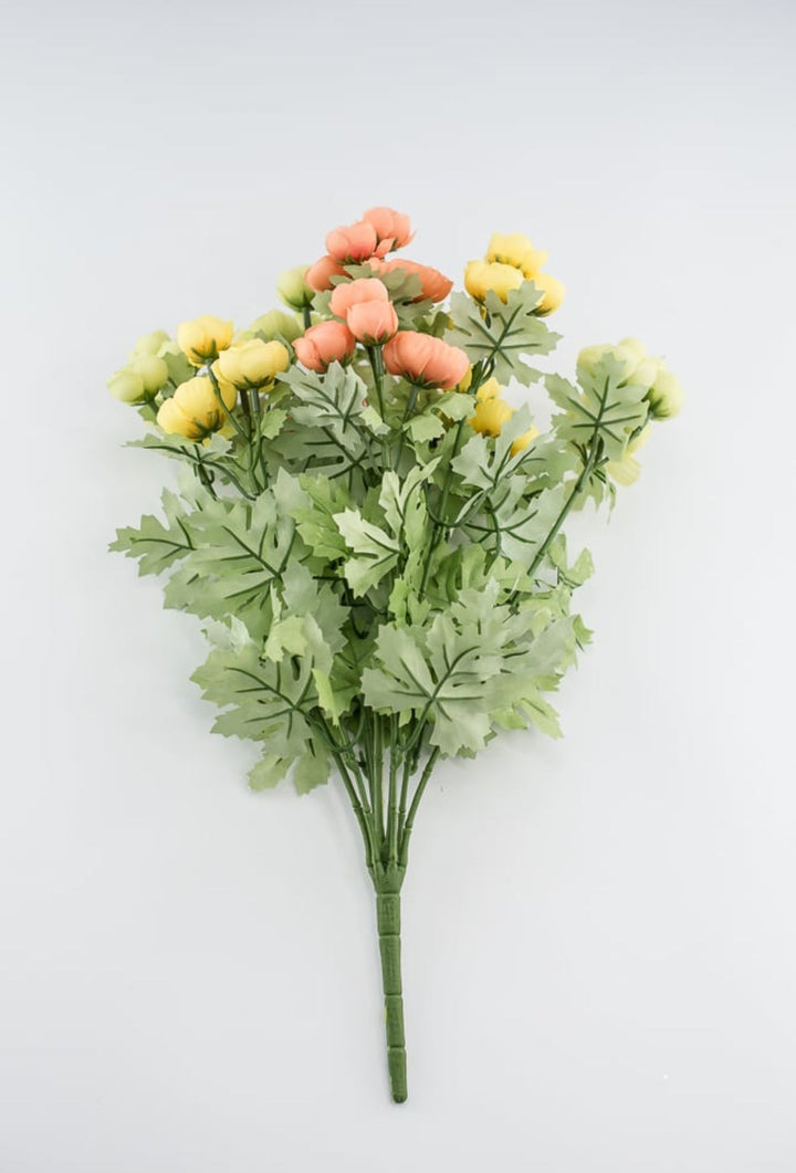 Yellow, green, and orange mini ranunculus bush 16” - Greenery Market84055-GNYELCOR