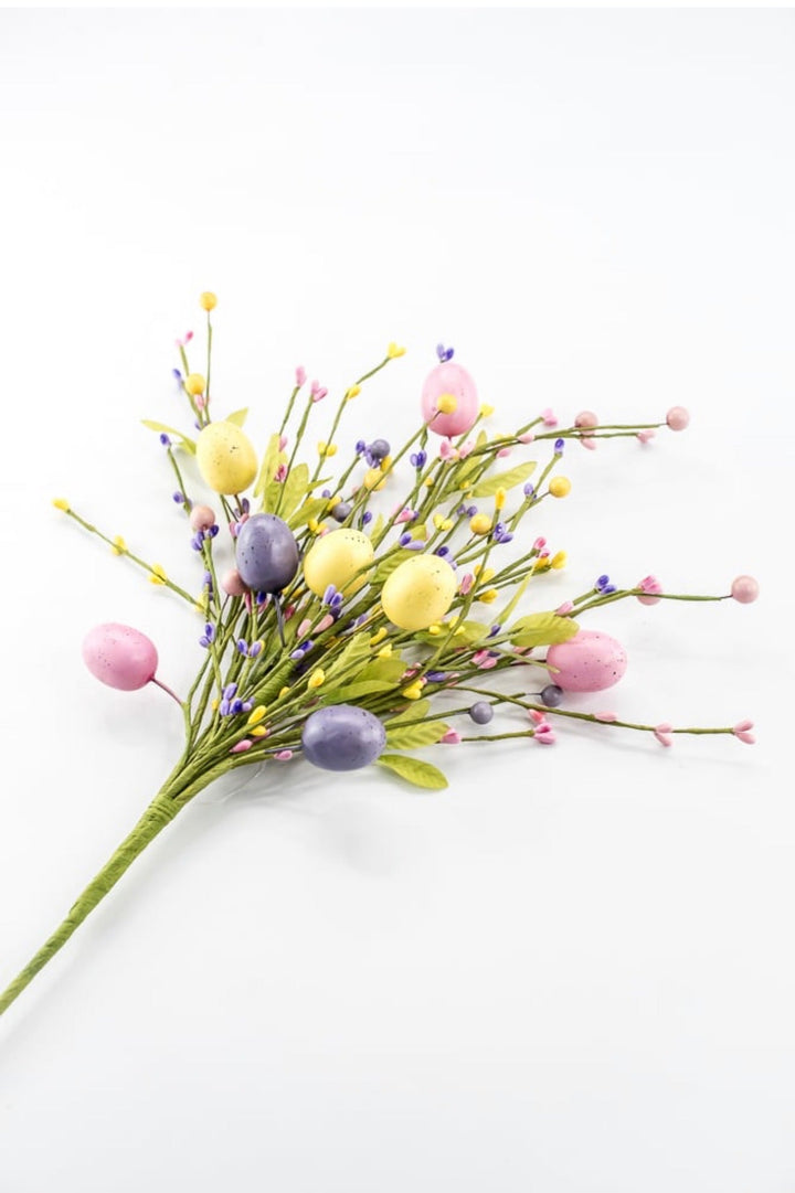 Yellow, Pink, & Lavender Easter Eggs Berry Bush - 19" - Greenery Market65652-YELPKLV
