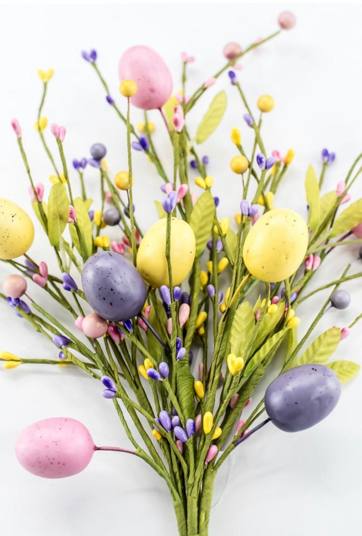Yellow, Pink, & Lavender Easter Eggs Berry Bush - 19" - Greenery Market65652-YELPKLV