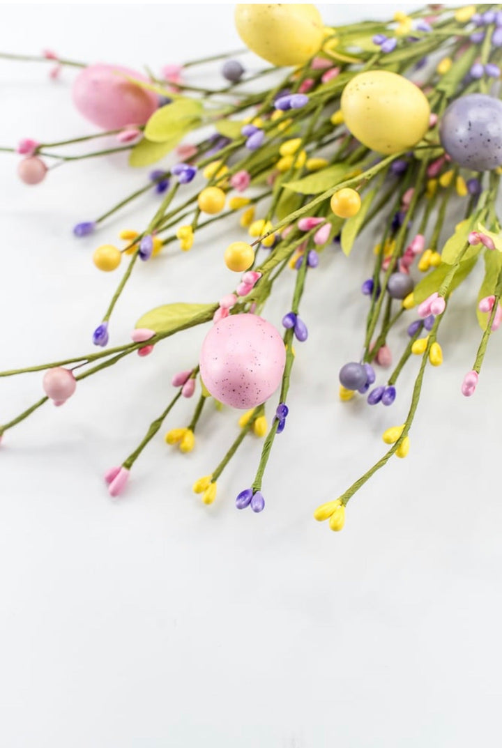 Yellow, Pink, & Lavender Easter Eggs Berry Bush - 19" - Greenery Market65652-YELPKLV